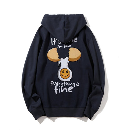 Everything is fine Printed Back Unisex Cotton Hoodie