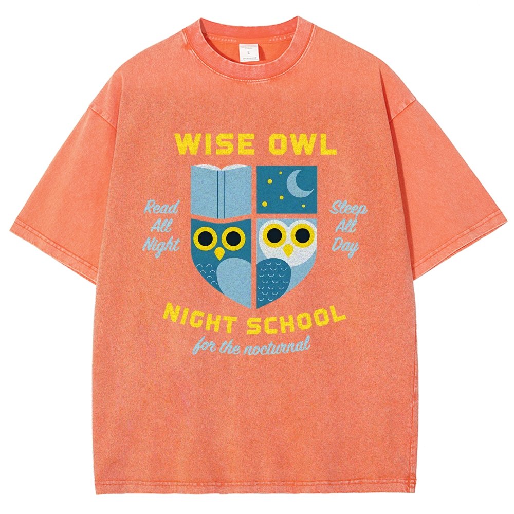Wise Owl Night School Vintage Distressed T-shirt