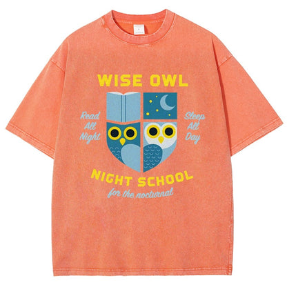 Wise Owl Night School Vintage Distressed T-shirt