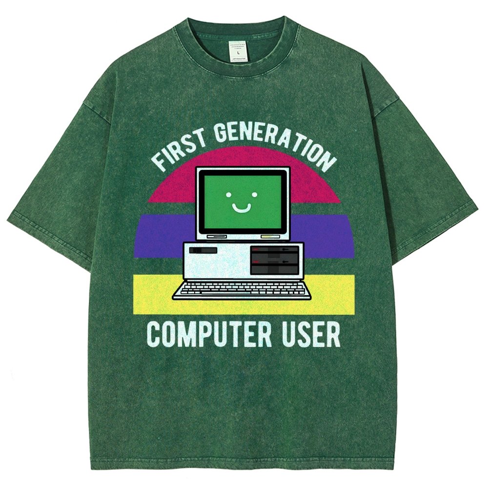 First Generation Computer User Vintage Distressed T-shirt
