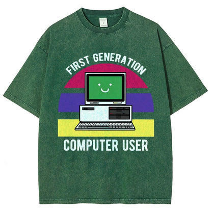First Generation Computer User Vintage Distressed T-shirt