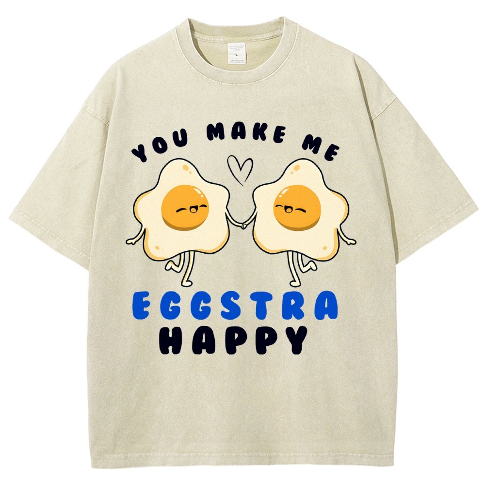 You Make Me Eggstra Happy Vintage Distressed T-shirt