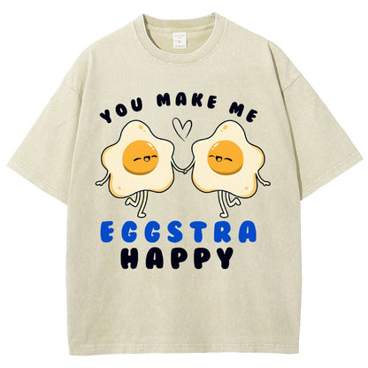 You Make Me Eggstra Happy Vintage Distressed T-shirt