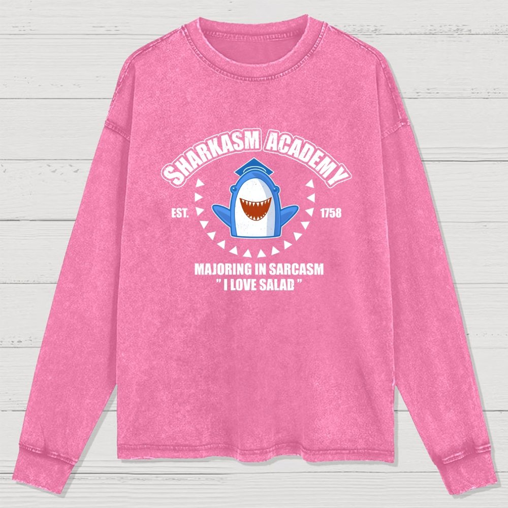Sharkasm Academy Washed Long Sleeve Tee