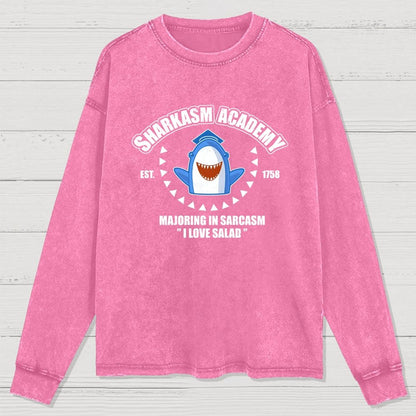 Sharkasm Academy Washed Long Sleeve Tee