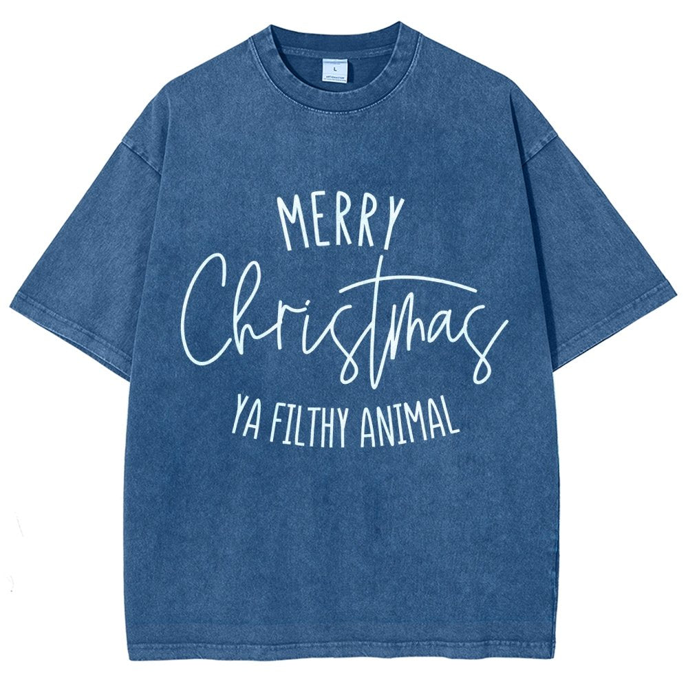 Merry Christmas Ya Filthy Animal Vintage Distressed T-shirt