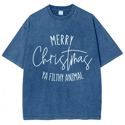 Merry Christmas Ya Filthy Animal Vintage Distressed T-shirt