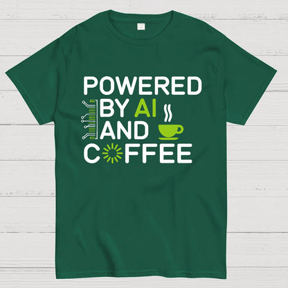Powered By AI And Coffee Geek T-Shirt