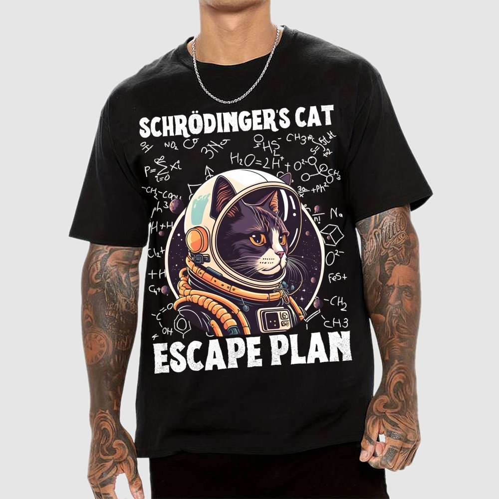 Funny Schrödinger's Cat Escape Plan Science Geek T-Shirt