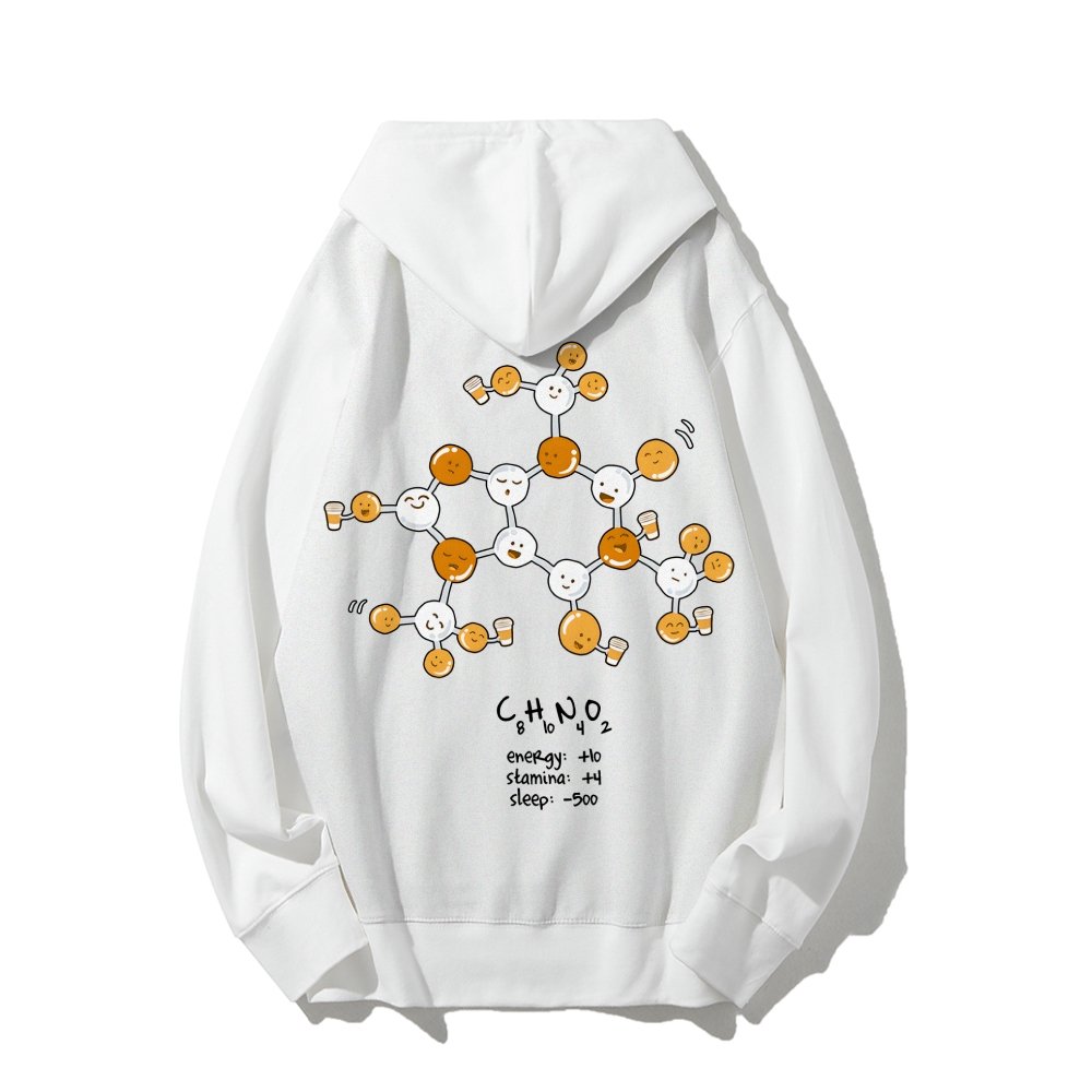 Caffeine Power Up Printed Back Unisex Cotton Hoodie