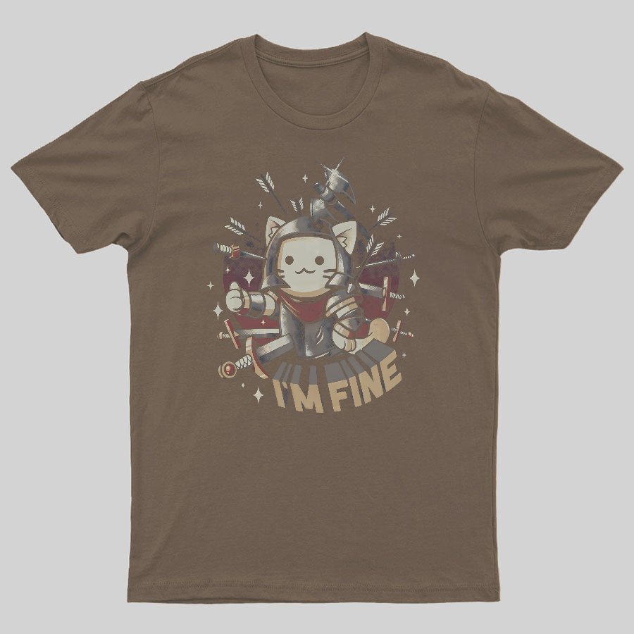 I'm Fine Funny Cat Gaming Geeky T-Shirt