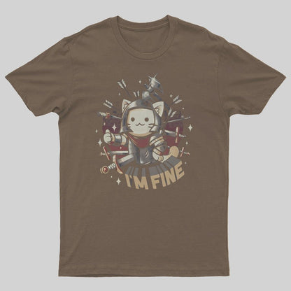 I'm Fine Funny Cat Gaming Geeky T-Shirt