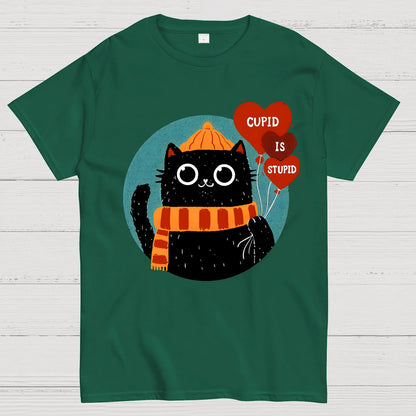 Cupid Is Stupid Funny Cat Geek T-Shirt