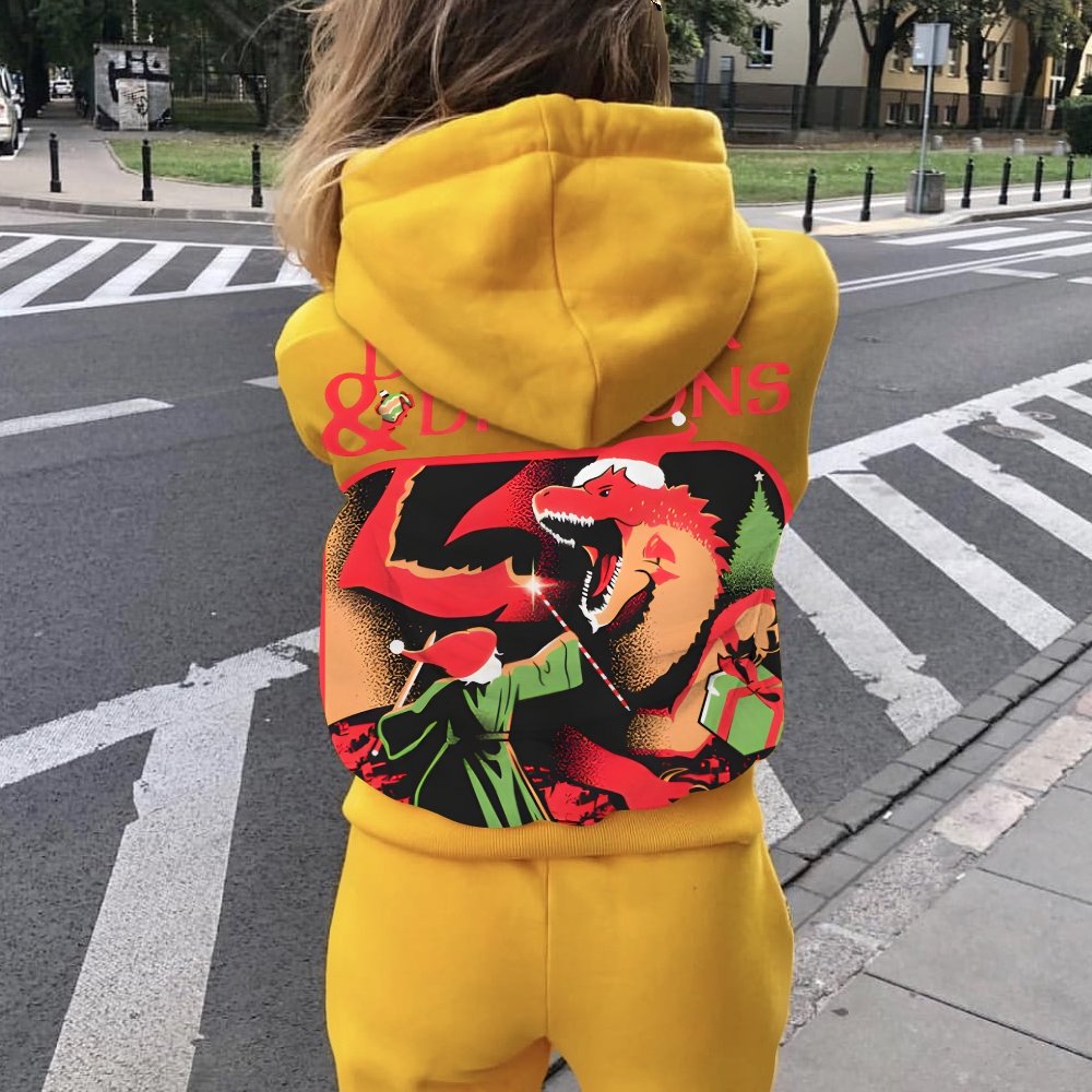 December & Dragons Printed Back Cotton Hoodie