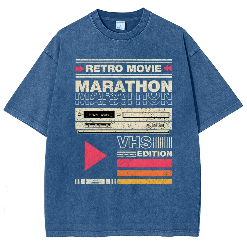 Retro Movie Marathon VHS Edition Vintage Distressed T-shirt