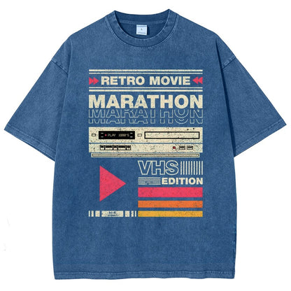 Retro Movie Marathon VHS Edition Vintage Distressed T-shirt