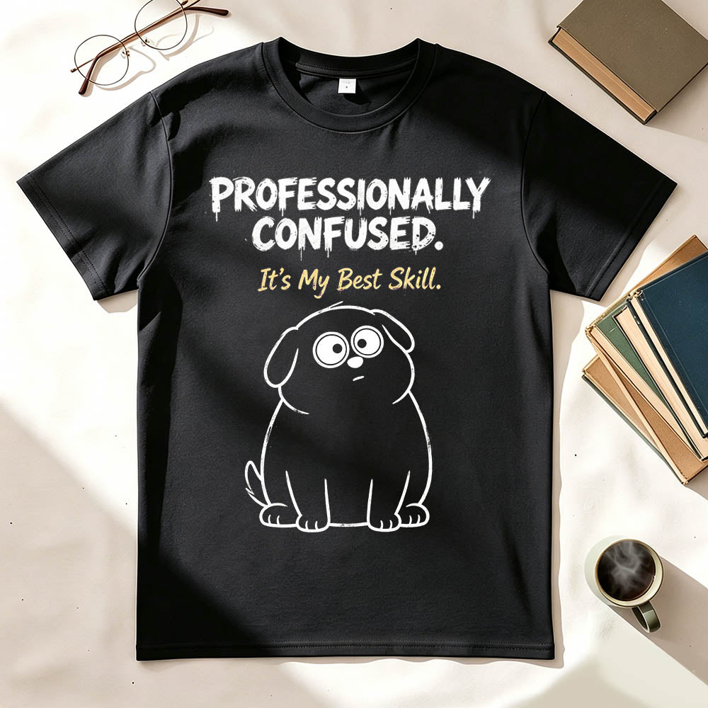 Professionally Confused T-Shirt – Funny Sarcastic Gift for Coworkers