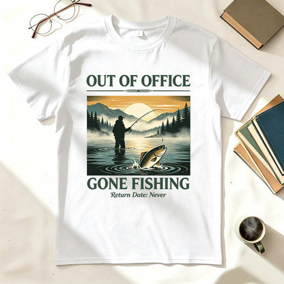 Out of Office Gone Fishing Return Date Never Funny Fishing T-Shirt