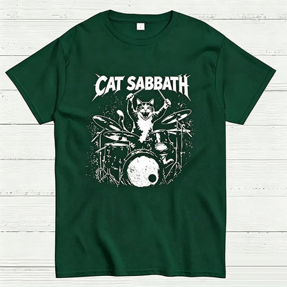 Cat Sabbath Funny Cat Drummer T-Shirt