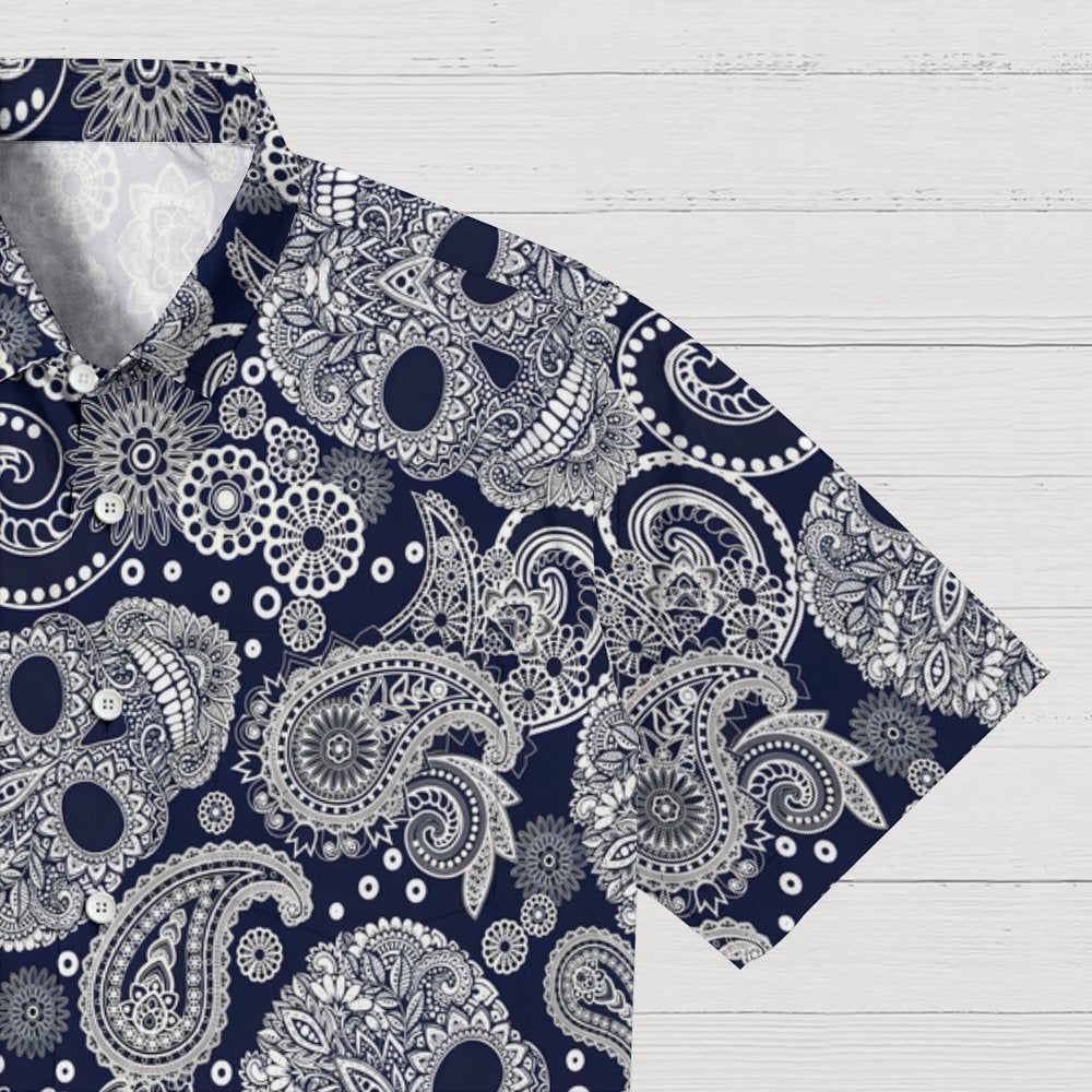 Paisley Skull Art Print Geek Hawaiian Shirt