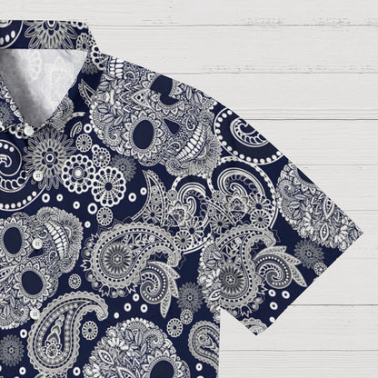 Paisley Skull Art Print Geek Hawaiian Shirt
