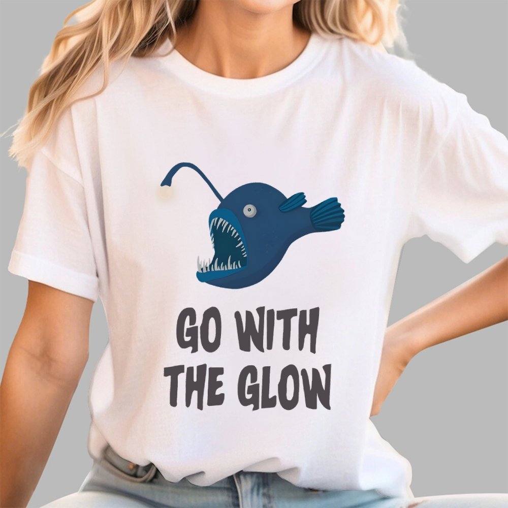 Go With The Glow Anglerfish Pun Geek T-Shirt