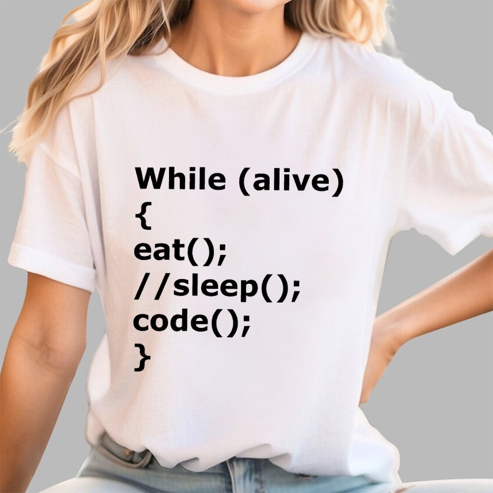 While Alive Eat No Sleep Code Geek T-Shirt