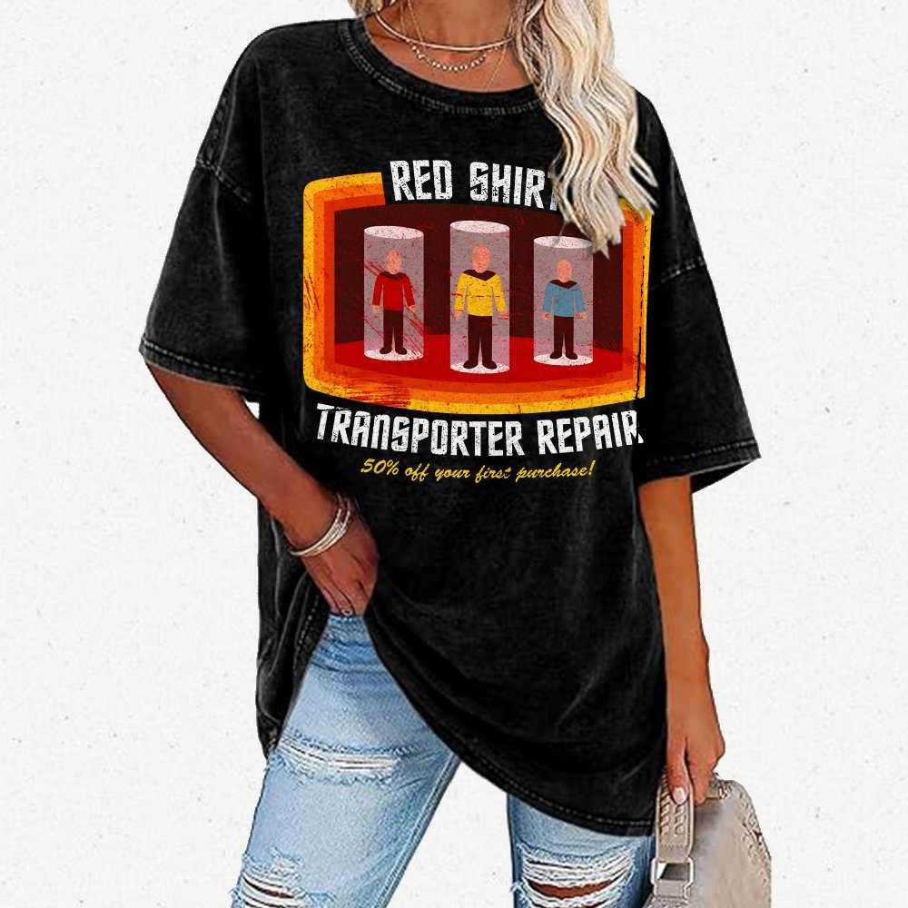 Red Shirt Spacecraft Repair Vintage Distressed T-shirt