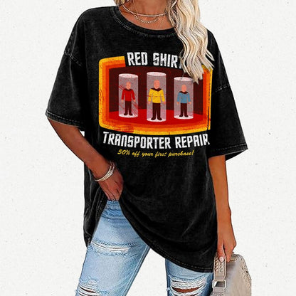 Red Shirt Spacecraft Repair Vintage Distressed T-shirt