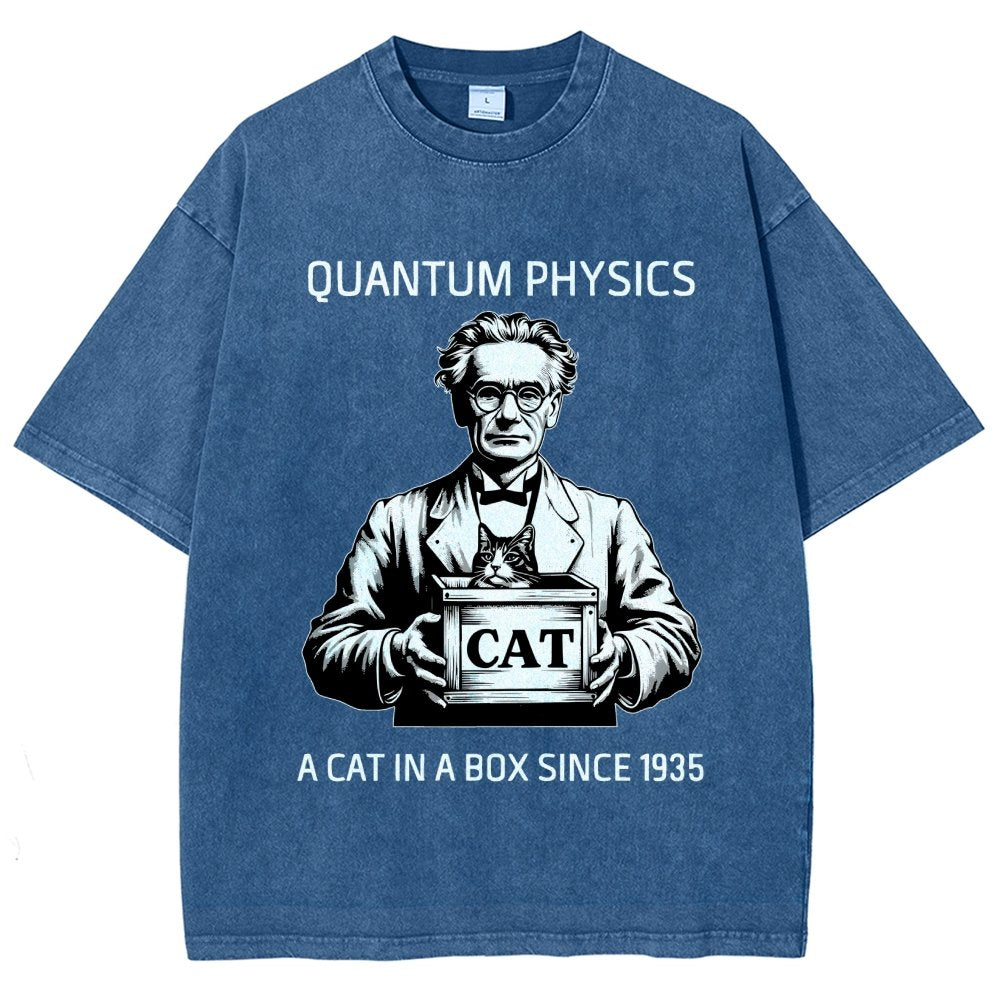 Schrödinger's Cat Quantum Vintage Distressed T-shirt