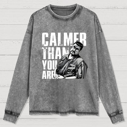 Calmer Than You Are Funny Washed Long Sleeve Tee