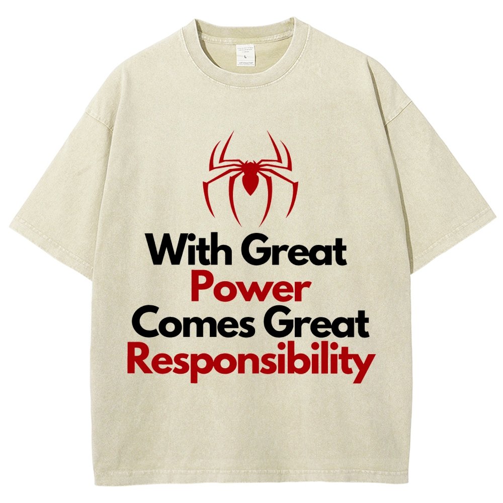With Great Power Comes Great Responsibility Vintage Distressed T-shirt