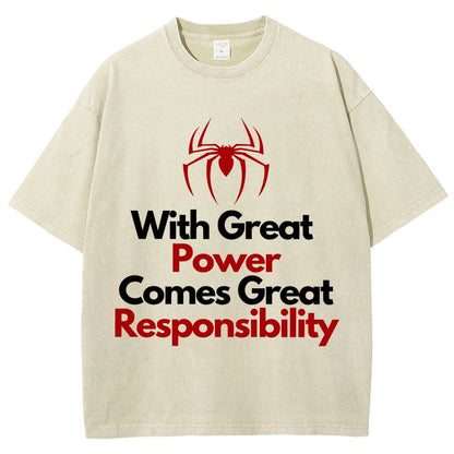With Great Power Comes Great Responsibility Vintage Distressed T-shirt