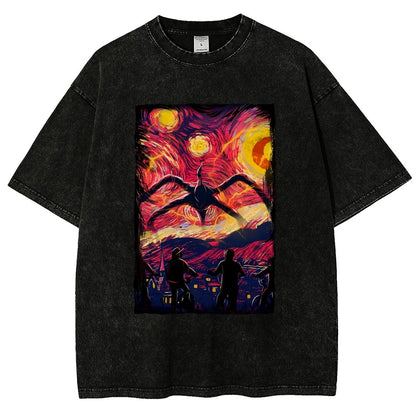 Monster In Starry Night Vintage Distressed T-shirt