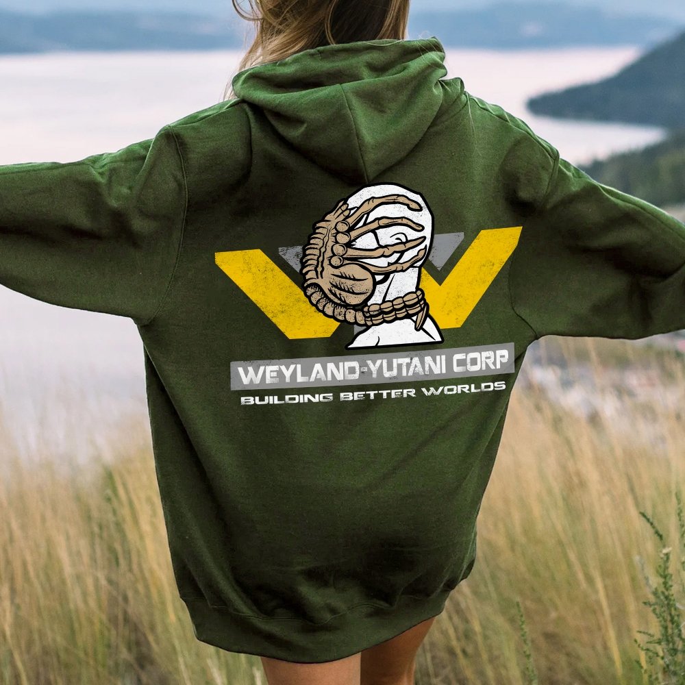 Mysterious Creatures Building Better Worlds Printed Back Unisex Cotton Hoodie