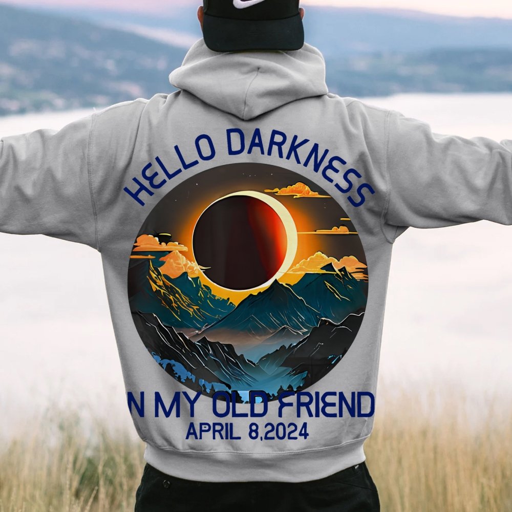 Hello Darkness My Old Friend Nerdy Graphic Geek Printed Back Cotton Hoodie