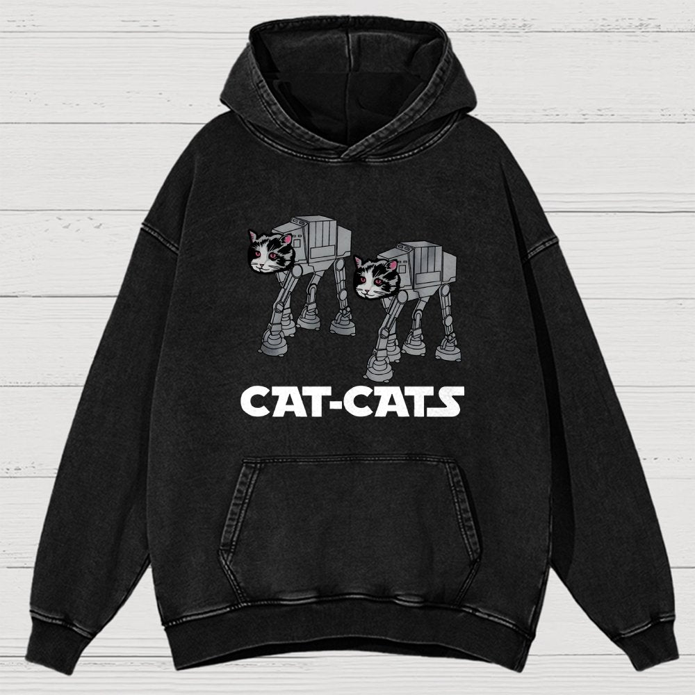 Walking Robot Cat Vintage Distressed Hoodie