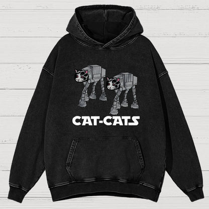 Walking Robot Cat Vintage Distressed Hoodie
