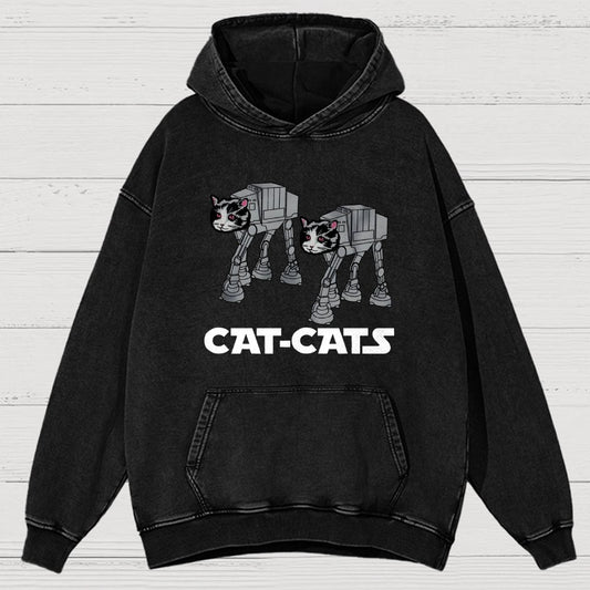 Walking Robot Cat Vintage Distressed Hoodie