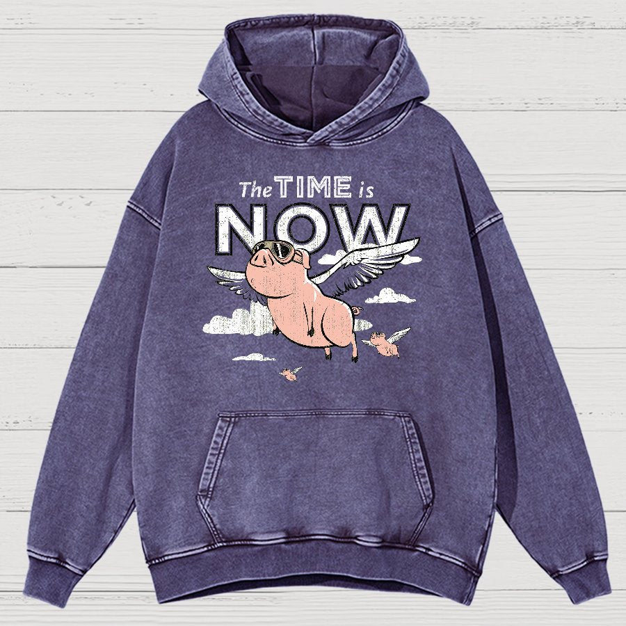 The Time Is Now Vintage Distressed Hoodie