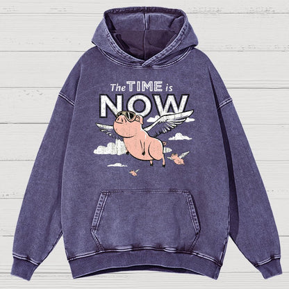 The Time Is Now Vintage Distressed Hoodie