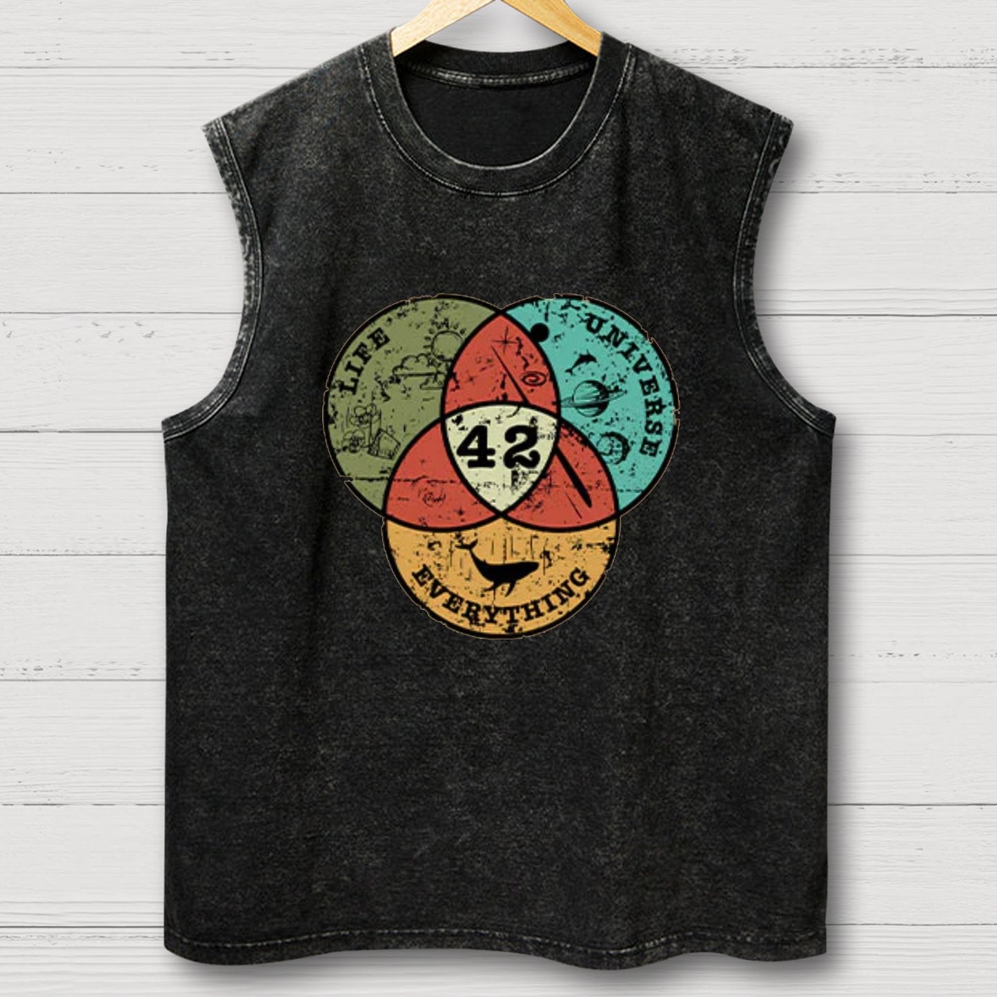 Life, the Universe & Everything Nerdy Vintage Distressed Washed Tank