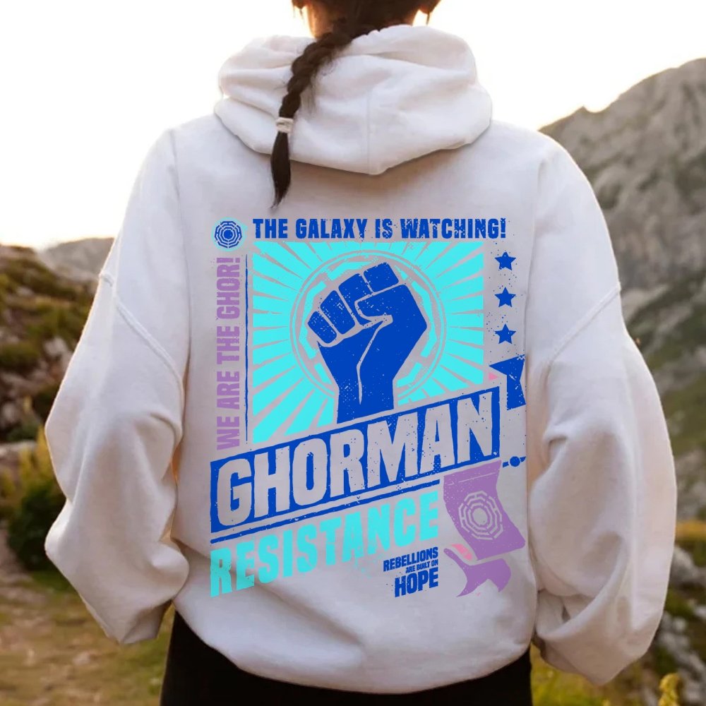 Galactic Resistance Printed Back Cotton Hoodie