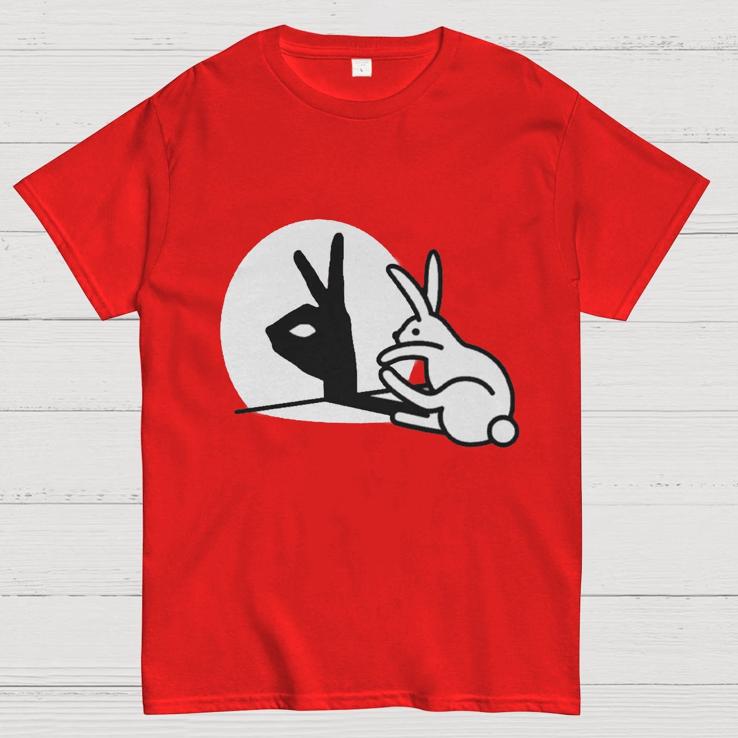 Funny Rabbit Hand Shadow Puppets Bunny Figure Pop Art Geeky T-Shirt