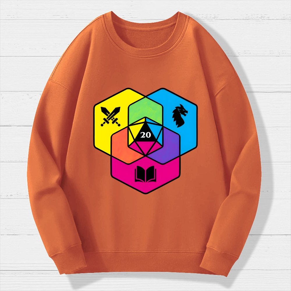RPG CMYK Dice Venn Diagram Geek Cotton Sweatshirt
