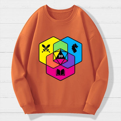 RPG CMYK Dice Venn Diagram Geek Cotton Sweatshirt