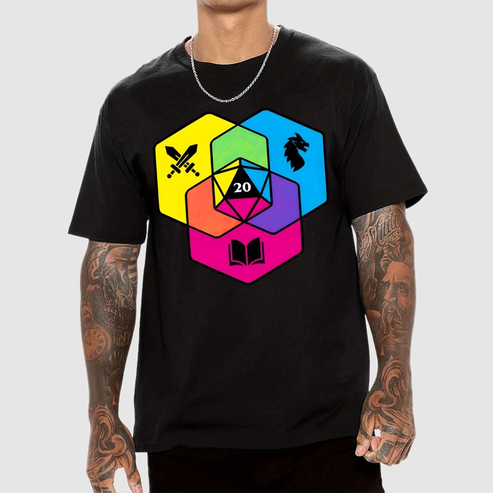 RPG CMYK Dice Venn Diagram Geek T-Shirt