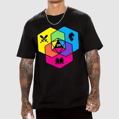 RPG CMYK Dice Venn Diagram Geek T-Shirt