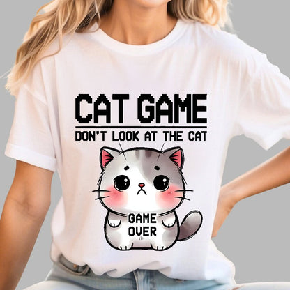 Funny Cat Game-Game Over Geek T-Shirt