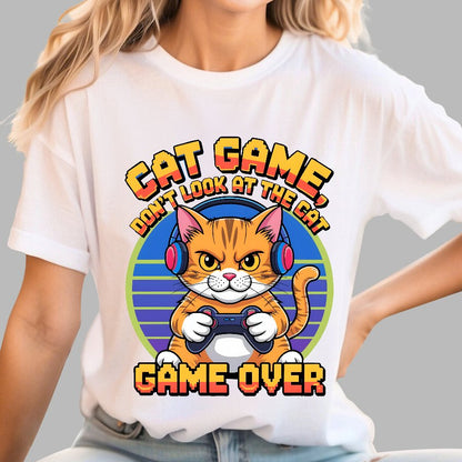 Funny Cat Game-Game Over Geek T-Shirt